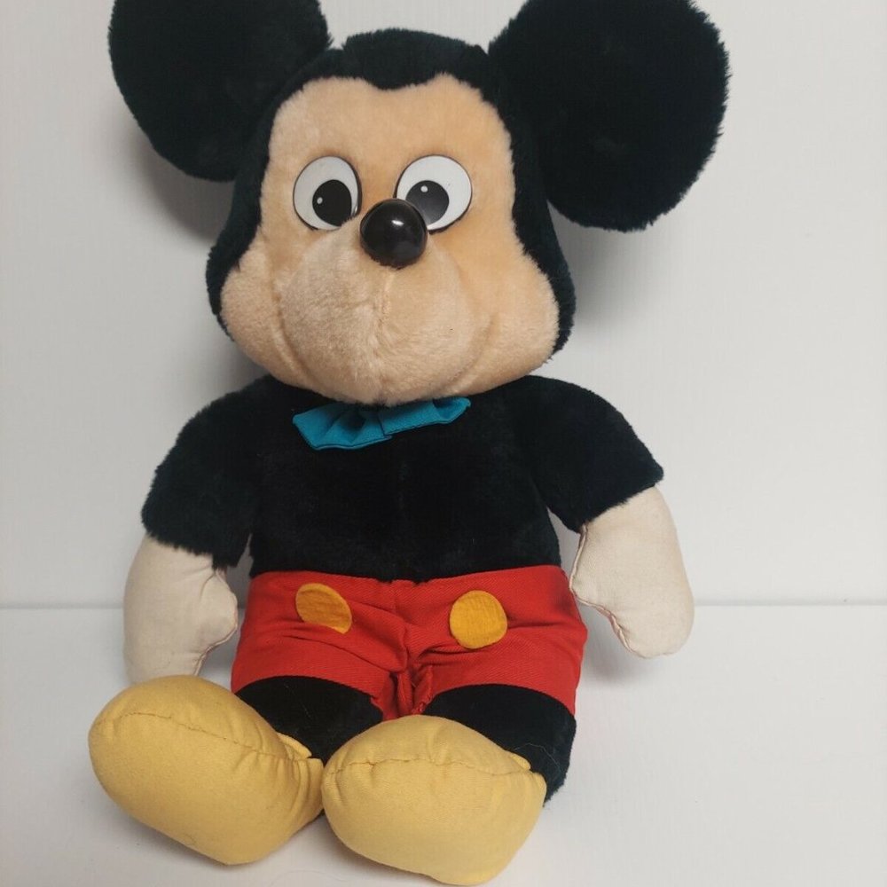 Vintage Knickerbocker Disney Mickey Mouse Blue Bow Tie 13" Plush